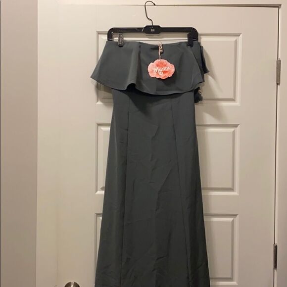 Show me your mumu Monaco ruffle charcoal gown NWT - Picture 3 of 3